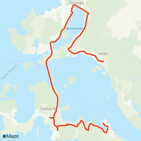 Skyss Valen - Husnes - Halsnøy map