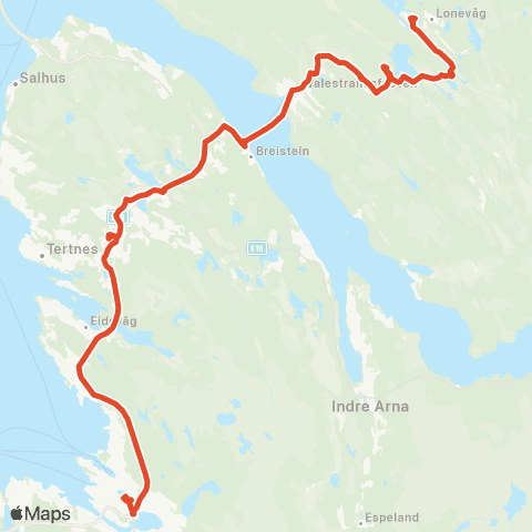 Skyss Lonevåg - Valestrand - Bergen busstasjon map