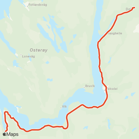 Skyss Dale - Vaksdal - Arna - Bergen map