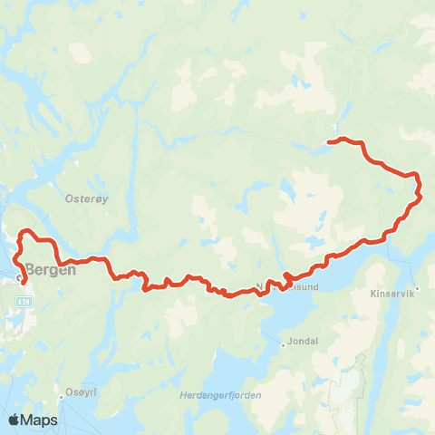 Skyss Bergen-Norheimsund-Kvanndal-Voss map