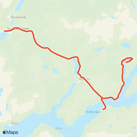 Skyss Voss - Granvin - (Bu) - Ulvik map