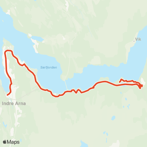Skyss Trengereid - Takvam - Arna map
