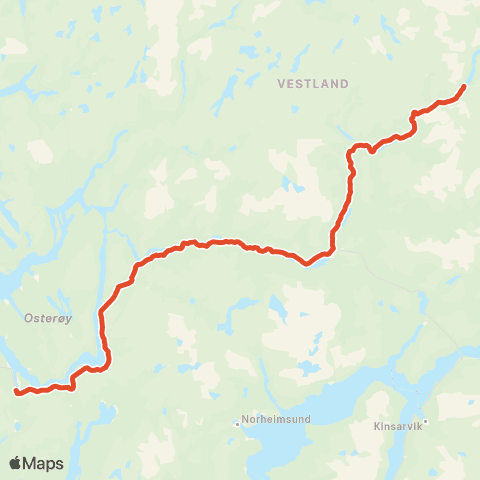 Skyss Bergen-Voss-Gudvangen map