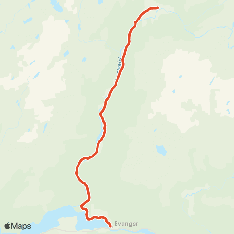 Skyss Brekkhus - Evanger - Voss map
