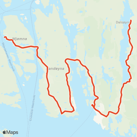Skyss Sløvåg-Mjømna-Byrknes map