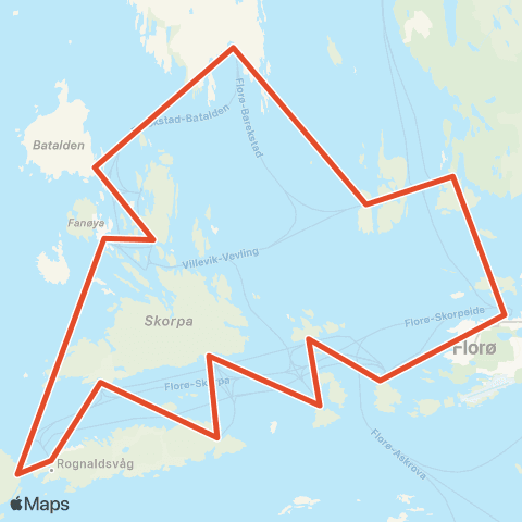 Skyss Florø-Barekstad-Batalden-Fanøy-Rognaldsvåg-Kinn map