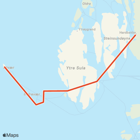 Skyss Hardbakke-Kolgrov-Utvær map