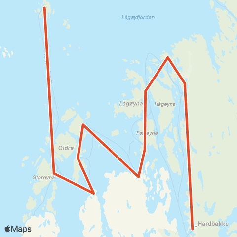 Skyss Gåsvær-Midtre Solund-Hardbakke map