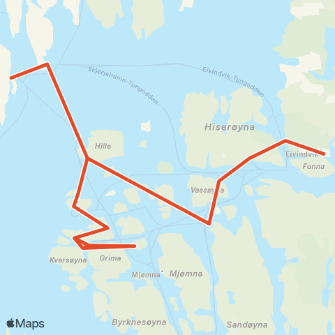 Skyss Eivindvik-Mjømna-Mastrevik-Nåra map