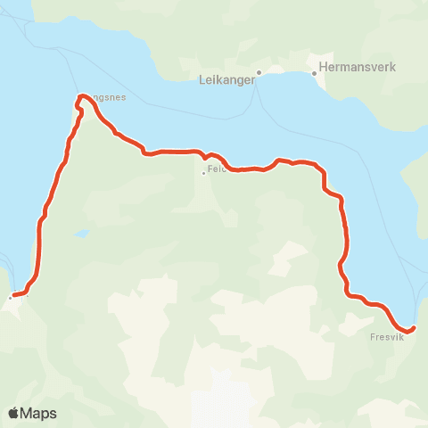 Skyss Fresvik-Vangsnes-Vik map