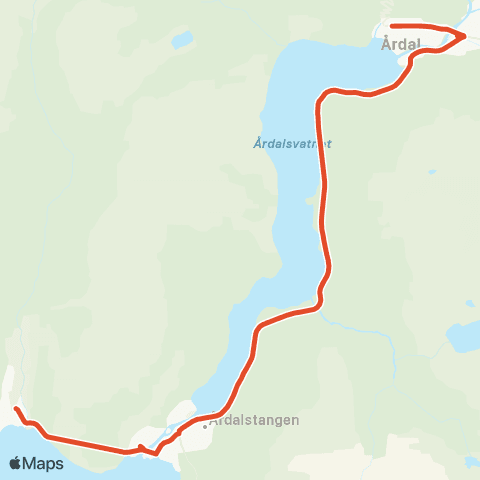 Skyss Øvre Årdal-Årdalstangen-Seim map