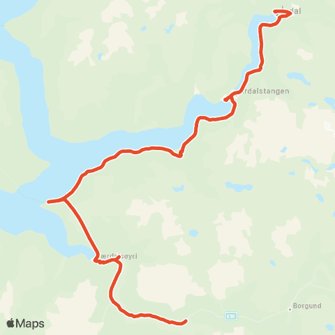 Skyss Øvre Årdal-Fodnes-Lærdal-Saltkjelen map