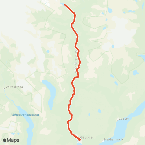 Skyss Gaupne-Jostedalen map