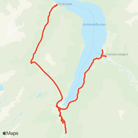 Skyss Undredal-Aurland map