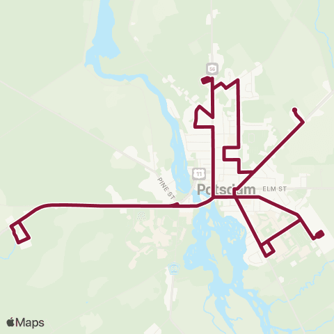 St. Lawrence County Public Transit Route 67 (Bear Shuttle) map