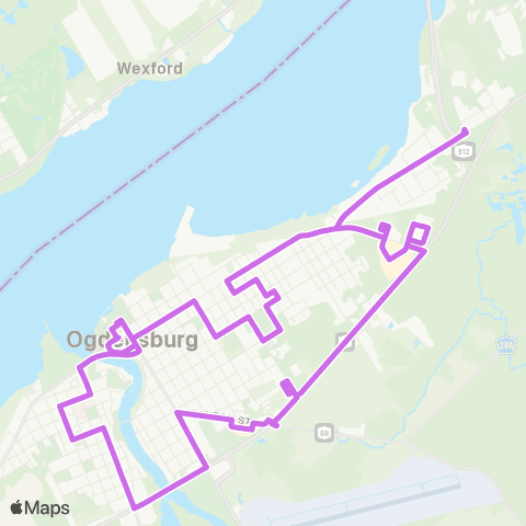 St. Lawrence County Public Transit Route 65 map