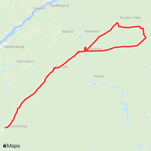 St. Lawrence County Public Transit Route 12 map
