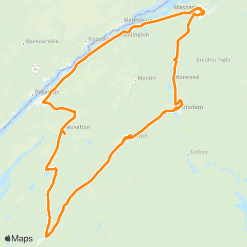 St. Lawrence County Public Transit Route 63 map