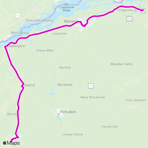 St. Lawrence County Public Transit Route 80 map