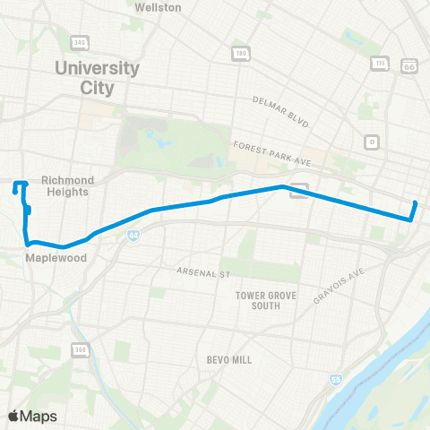 MetroBus Missouri Chouteau map