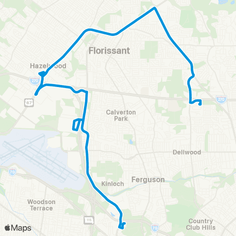 MetroBus Missouri Village Square map