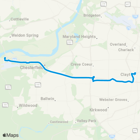 MetroBus Missouri Chesterfield Valley map