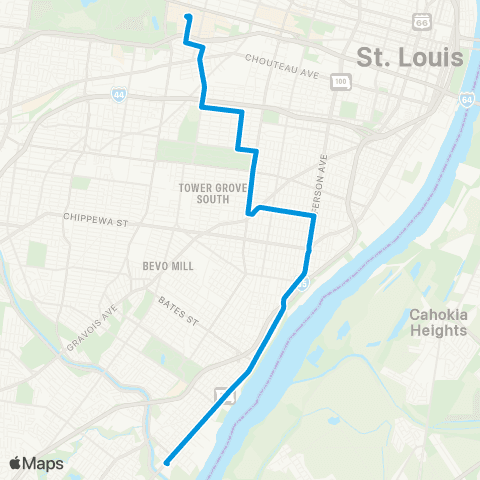 MetroBus Missouri Shaw-Cherokee map