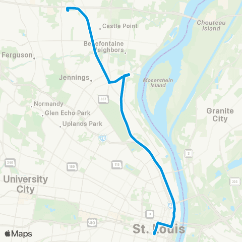 MetroBus Missouri Broadway-Halls Ferry map