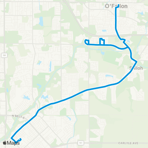 MetroBus Missouri Belleville-O'Fallon map