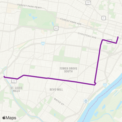 MetroBus Missouri Chippewa map