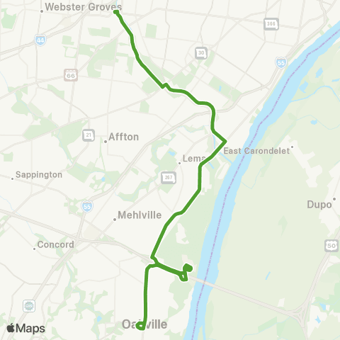 MetroBus Missouri Oakville map