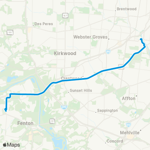 MetroBus Missouri Watson Rd map