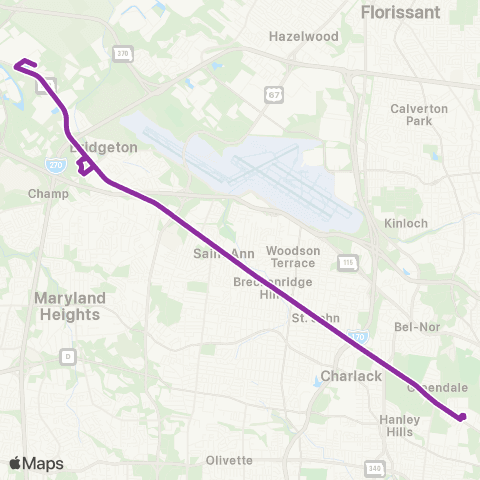 MetroBus Missouri Rock Road map