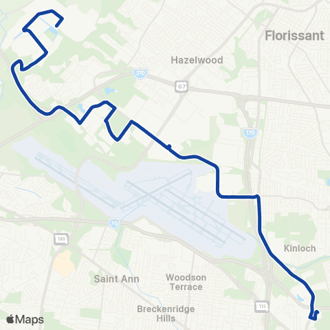 MetroBus Missouri Hazelwood map