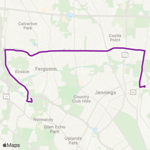 MetroBus Missouri Chambers Rd map