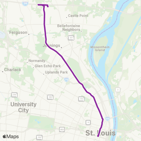 MetroBus Missouri Florissant map