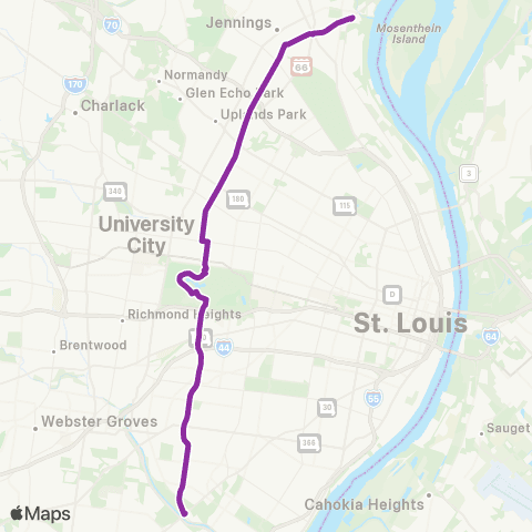 MetroBus Missouri Hampton map
