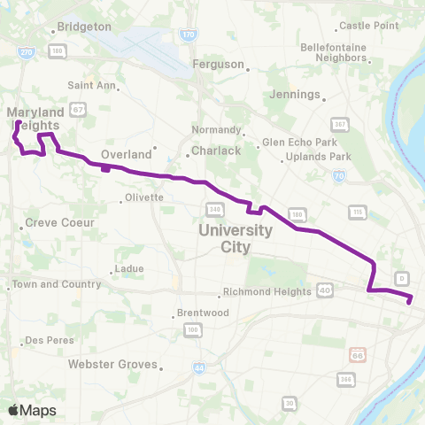 MetroBus Missouri Page map