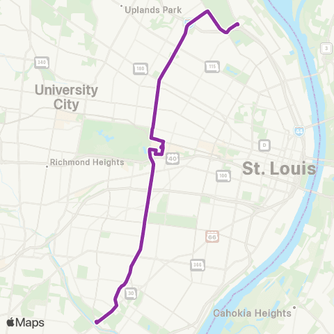 MetroBus Missouri Kingshighway map