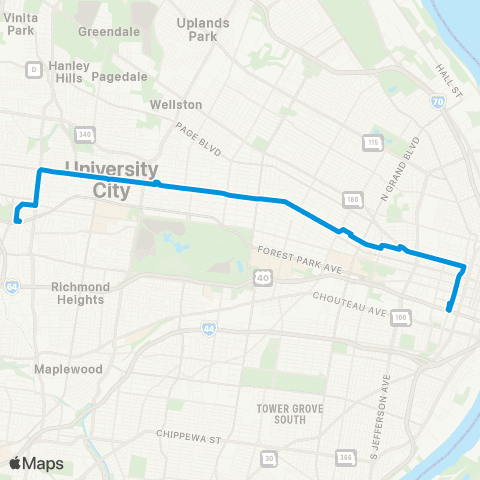 MetroBus Missouri Delmar map