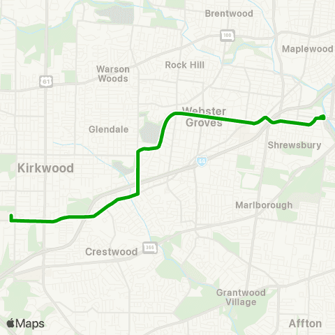 MetroBus Missouri Kirkwood-Webster map