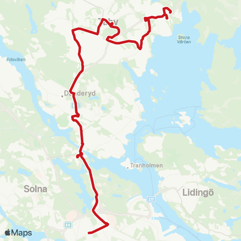 SL Busslinje map