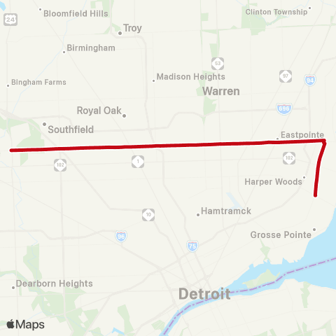 SMART Nine Mile Crosstown map