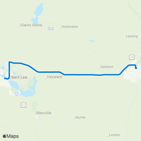 SMART Flex Austin to Albert Lea Hospital Shuttle map