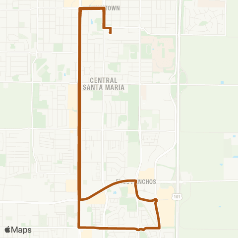 Santa Maria Regional Transit Rt 11. TC to Gov't Center via S. Bway map