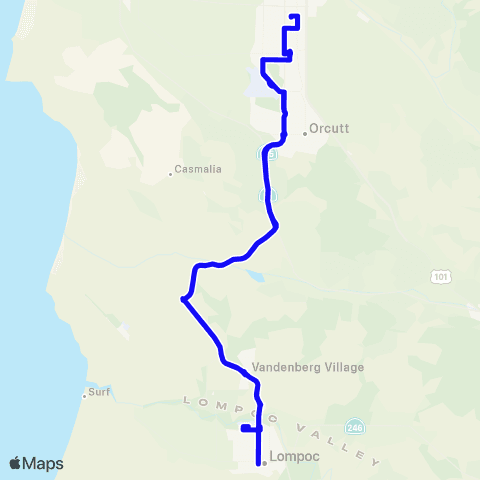Santa Maria Regional Transit Route 30 - Santa Maria TC / Vandenberg / Lompoc map