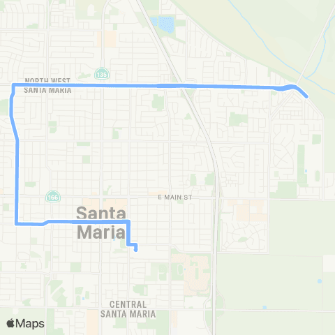 Santa Maria Regional Transit Rt 2. TC to PVH Sch via Western., Donovan Rd map