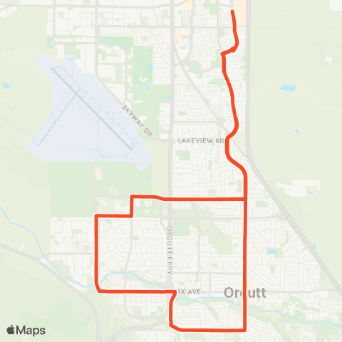 Santa Maria Regional Transit Rt 6. Oak Knolls to Old Orcutt-E to W-OB map
