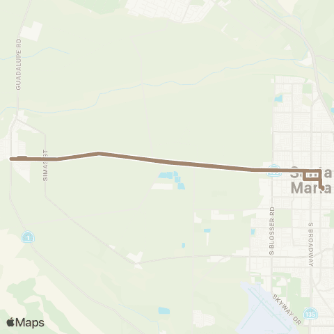 Santa Maria Regional Transit Route 40 - Guadalupe Flyer map
