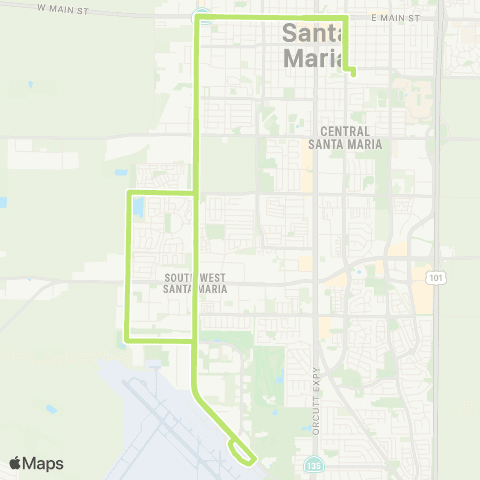 Santa Maria Regional Transit Rt. 14 TC to Fairway Dr Via Blosser map